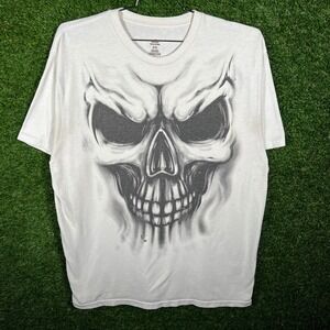 Way to Celebrate Halloween Skull Graphic T-Shirt Mens XL White Short Sleeve 2153